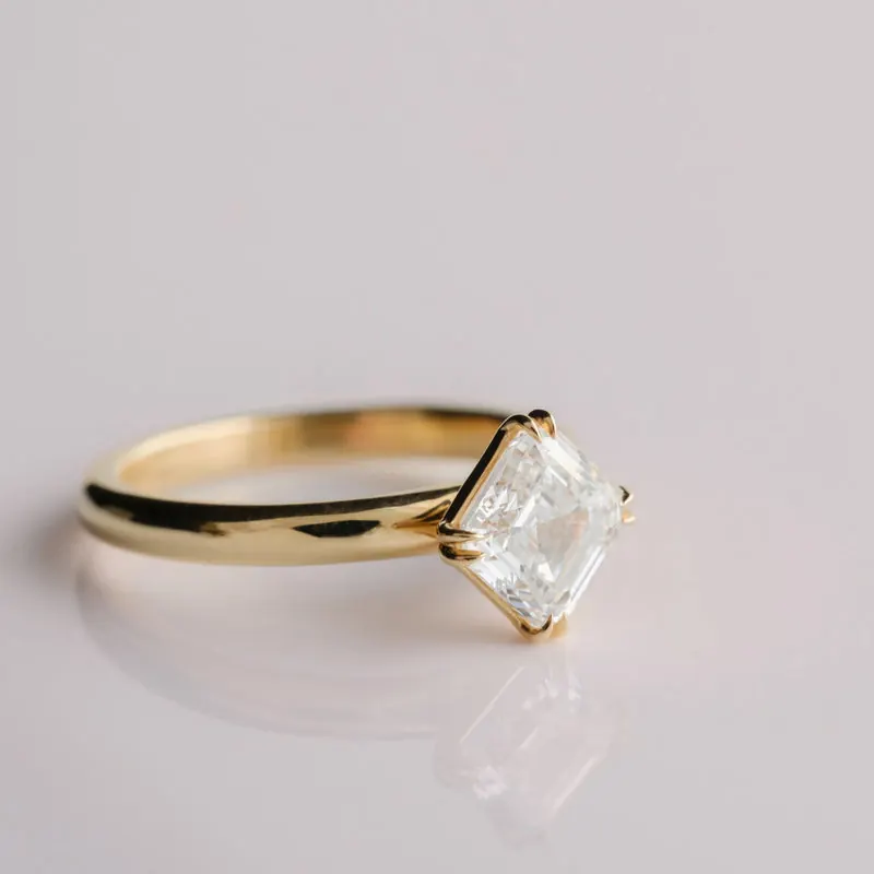 Vero custom cushion-cut ring, M and E.
